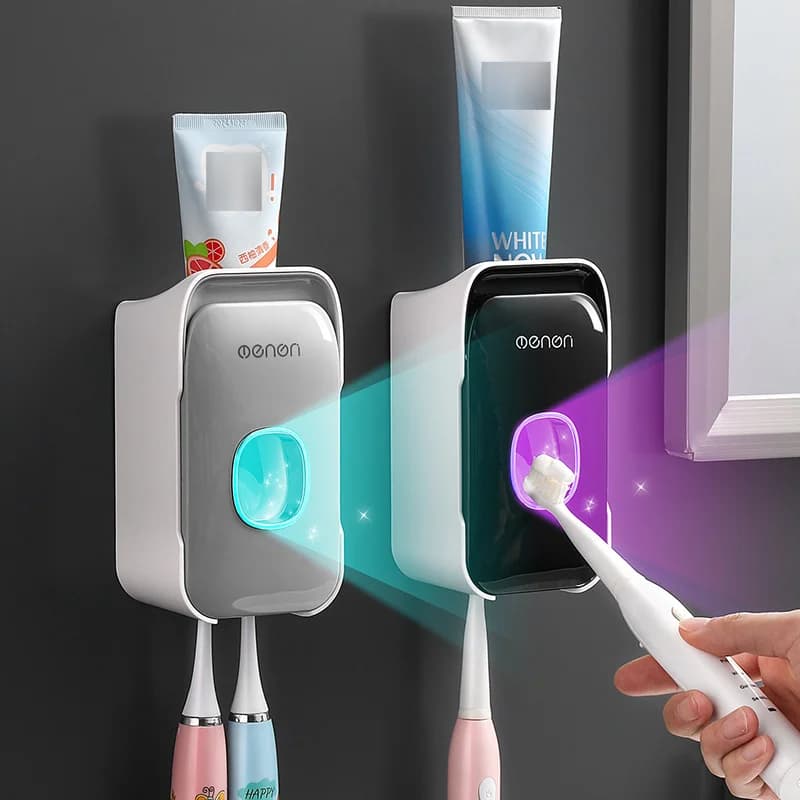 Automatic Toothpaste Dispenser Squeezer With Toothbrush Holder Wall Mounted Bathroom Accessories Sets Bathroom Shelf Punch-free