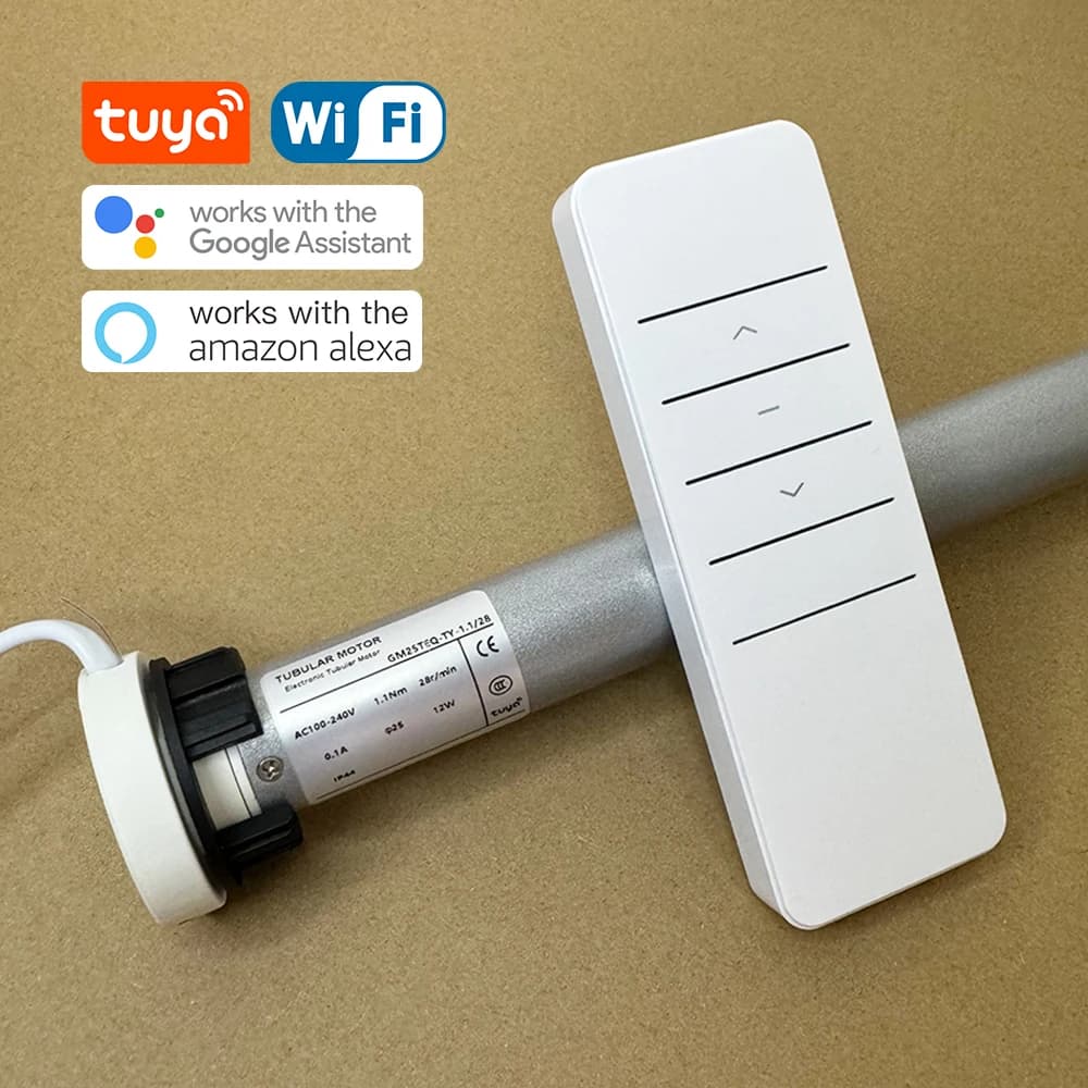 Il motore per tende a rullo intelligenti Tuya WiFi per tubo da 38 mm funziona con l'app Tuya Smart Life Alexa Google Home Voice Control