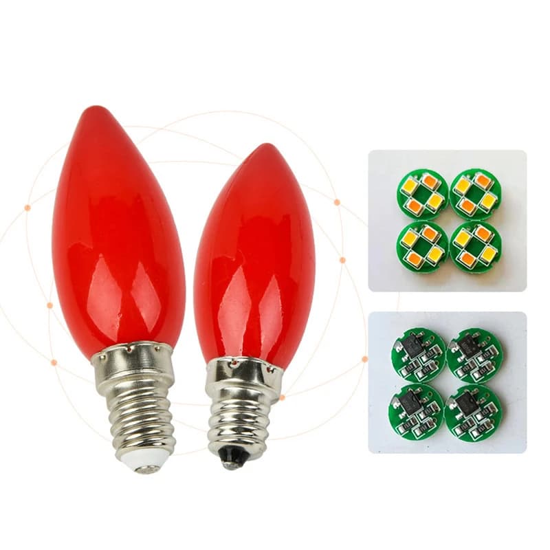 1PC LED E12/E14 Altar Bulb Red Candle Lamp Temple Decorative Light with Beads for Spiritual And Meditation Rooms
