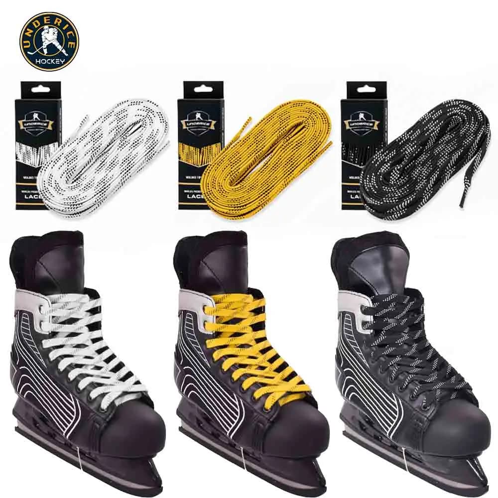 Lacci per pattini da hockey su ghiaccio Confezione in scatola Lacer per scarpe da skate da hockey Treccia a doppio strato Accessori per hockey da 84-120 pollici