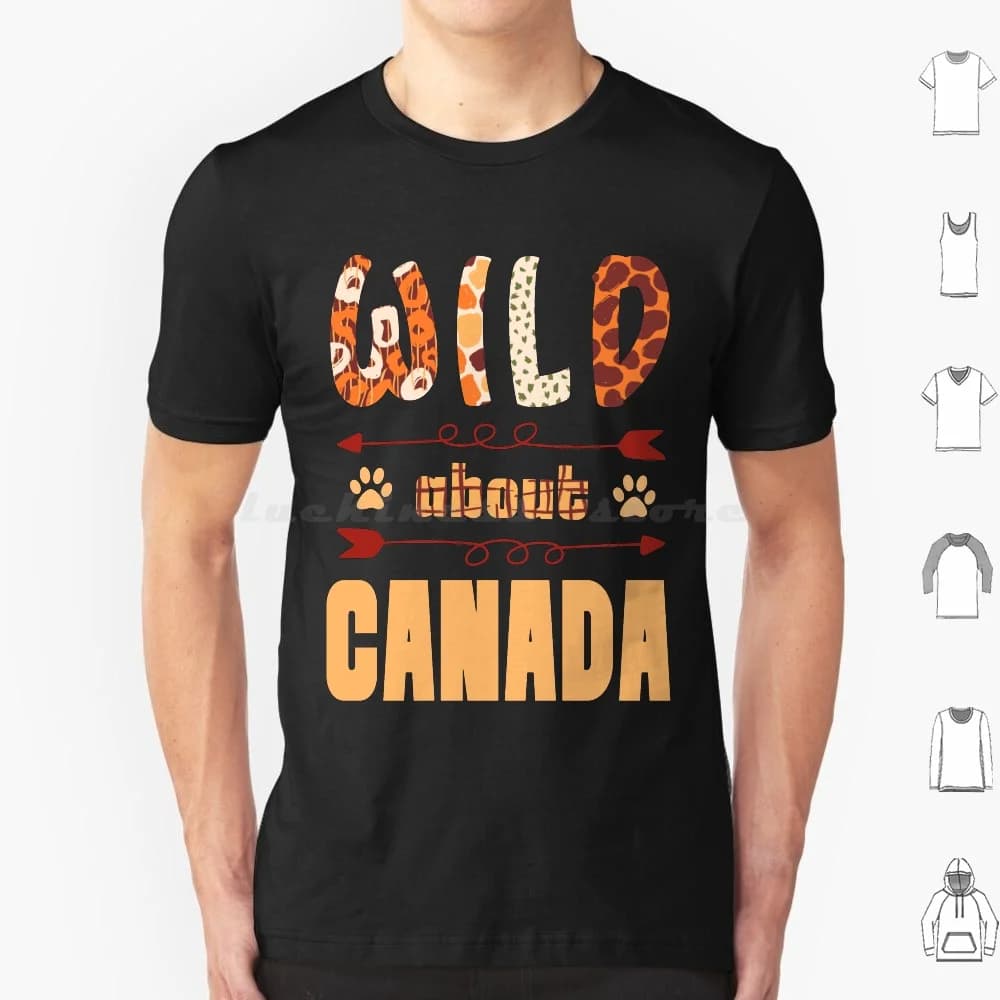 Wild About Canada Arrows Paw Print Animal Pattern Tshirt T Shirt Big Size 100% Cotton Wild About Canada Arrows Paw Animal