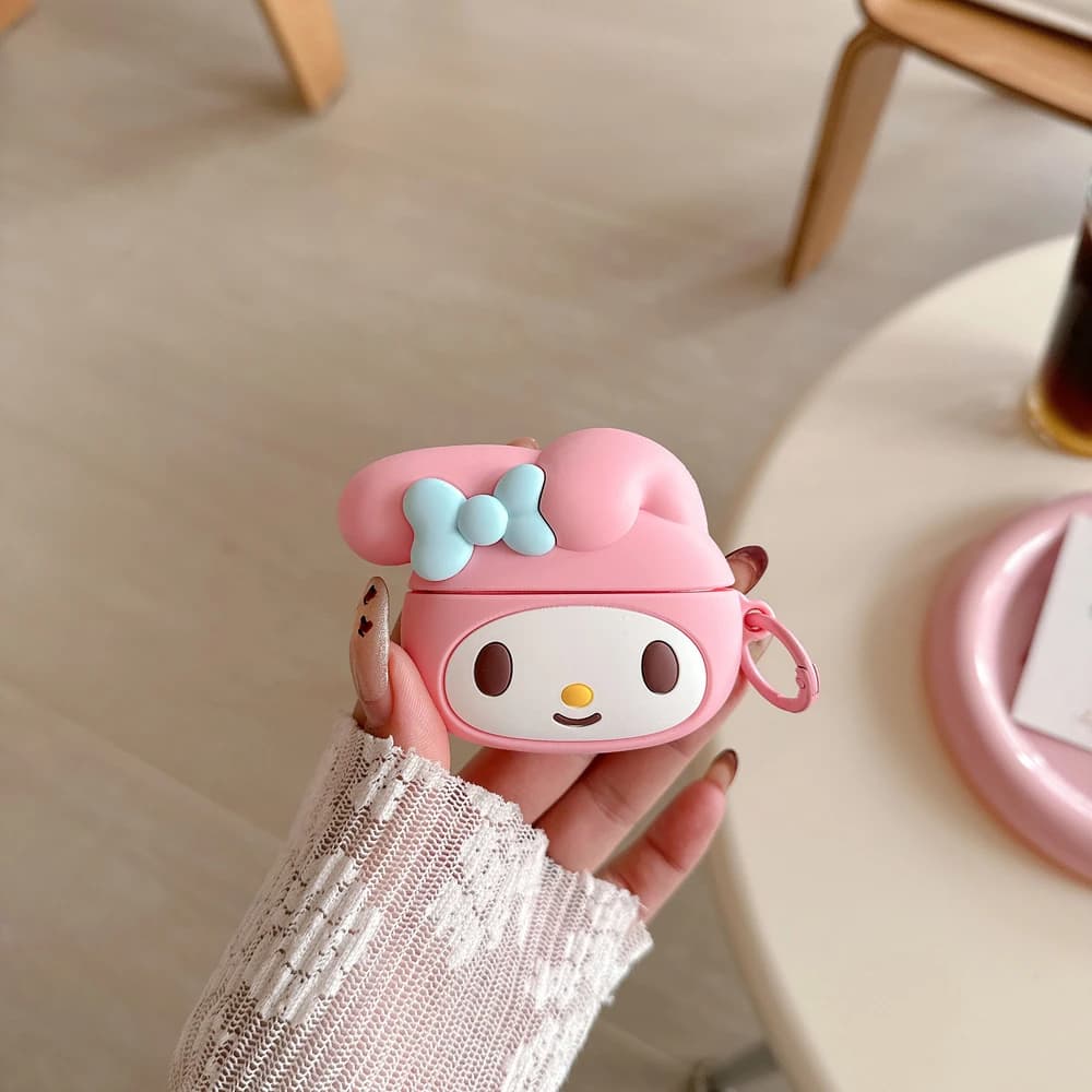 Simpatica custodia per auricolari Sanrio My Melody per Airpods 4 2 3 1 Pro 3 2, cover protettiva stereoscopica 3D per cuffie Bluetooth wireless