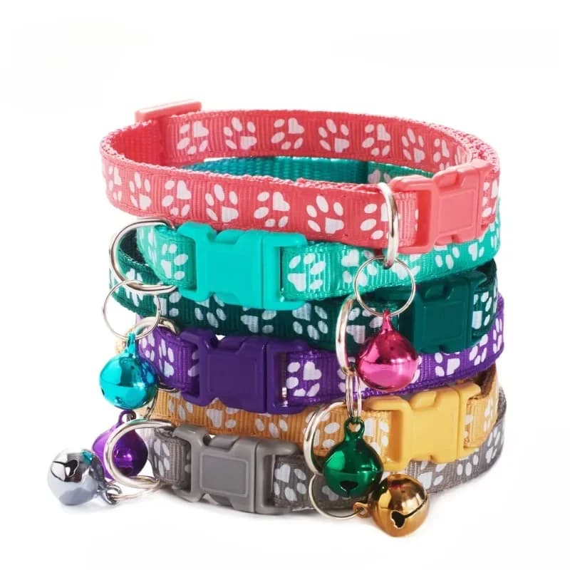 Collare per animali domestici con campana Cartoon Footprint Colorful Dog Puppy Cat accessori collare per gattini collana con campanello di sicurezza regolabile cane