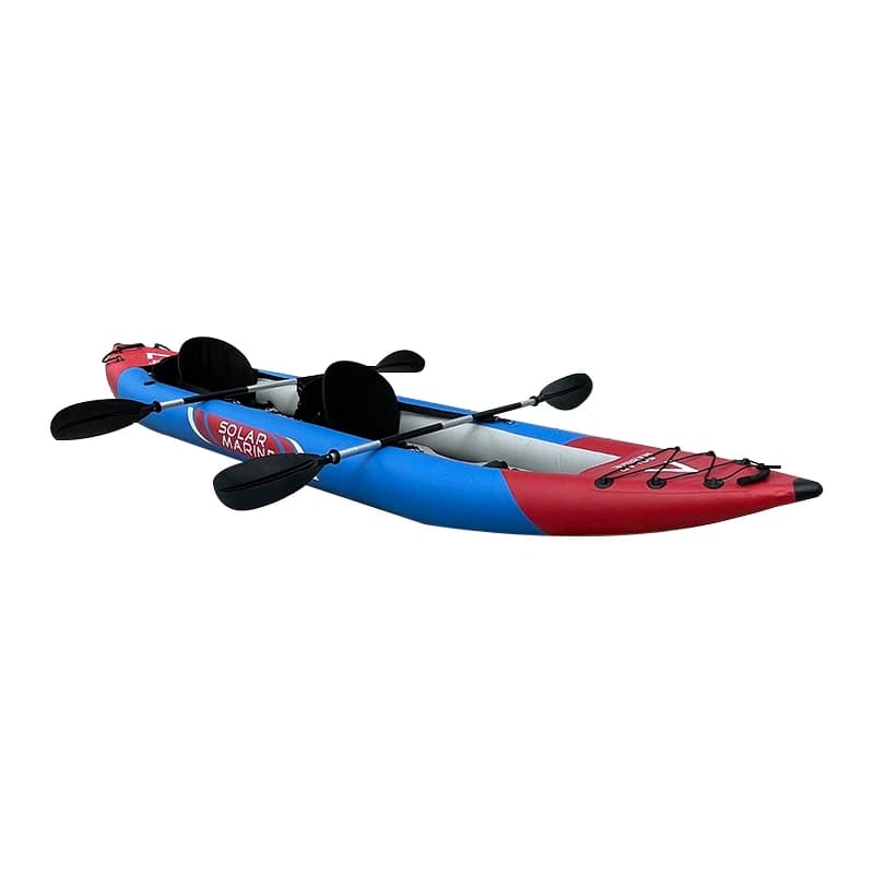 Kayak gonfiabile personalizzabile marino solare Kayak da turismo pieghevole per barca da pesca Dropstitch ad alte prestazioni per 2 persone con pagaie