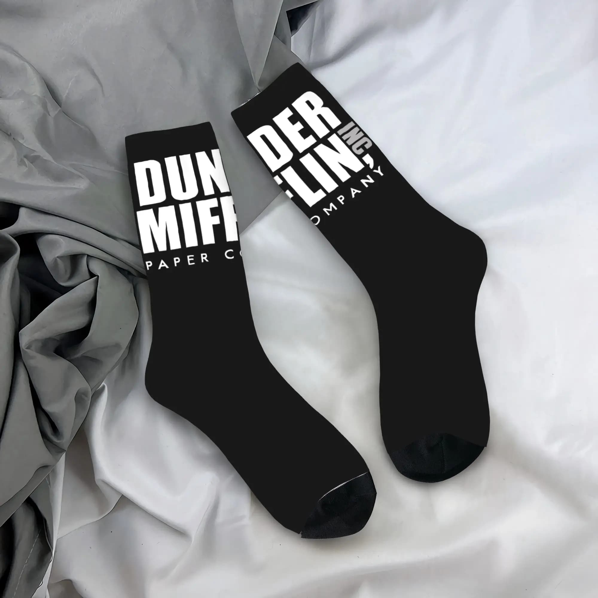 Calzini personalizzati da uomo The Office TV Show Dunder Mifflin Paper Company, calzini unisex caldi e comodi con stampa 3D