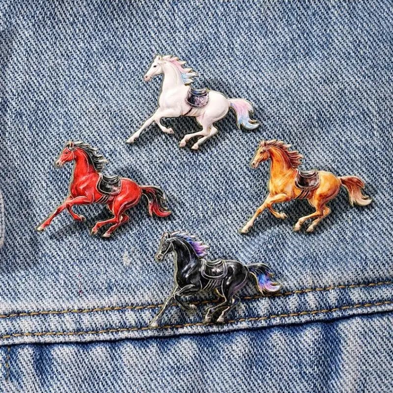 1/4 Pezzi Spille Zodiacali a Forma di Cavallo per Donne e Uomini, Simpatiche Spille Metalliche a Forma di Animale Pony, Accessori per Abbigliamento e Zaini, Regalo Unico