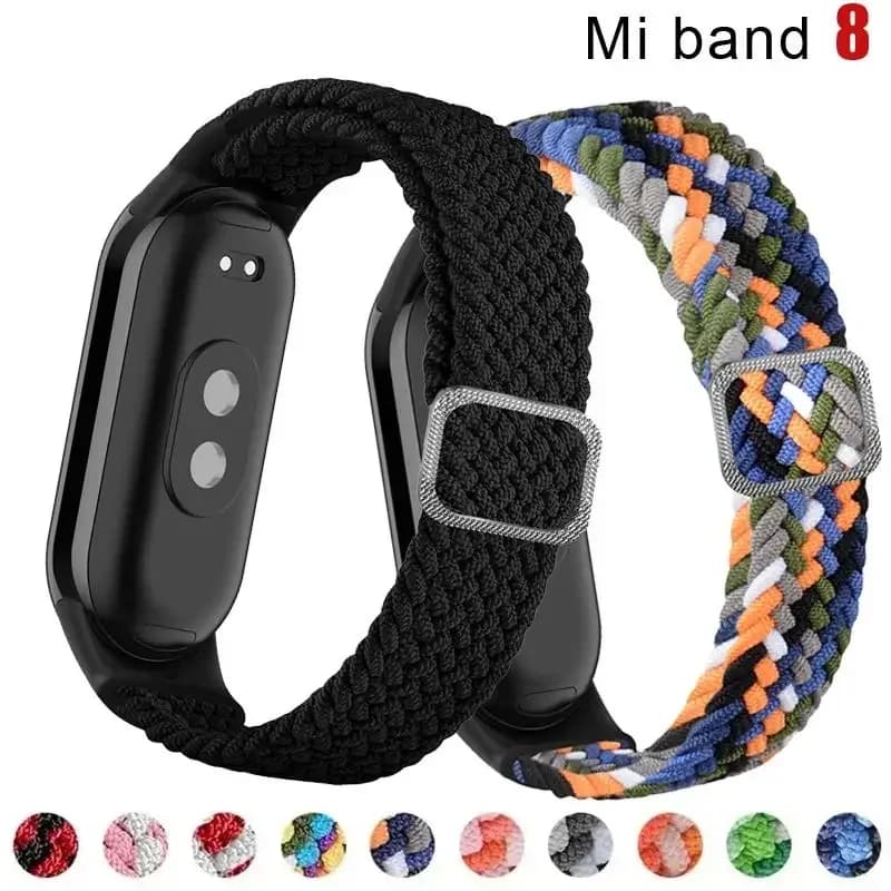 Strap for Xiaomi Mi Band 9 8 7 Nylon elastic braided Solo Loop Adjustable buckle Miband 4 3 5 6 7 spare strap