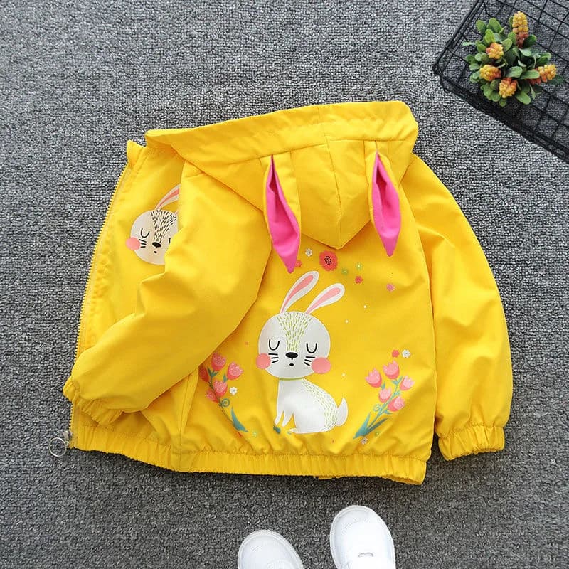 Nuovo Coniglio Ragazze Giacca Primavera Autunno Con Cappuccio Cerniera Giacca A Vento Del Bambino Cappotto Regali Di Compleanno Abbigliamento Per Bambini 1 2 3 4 5 6 anni