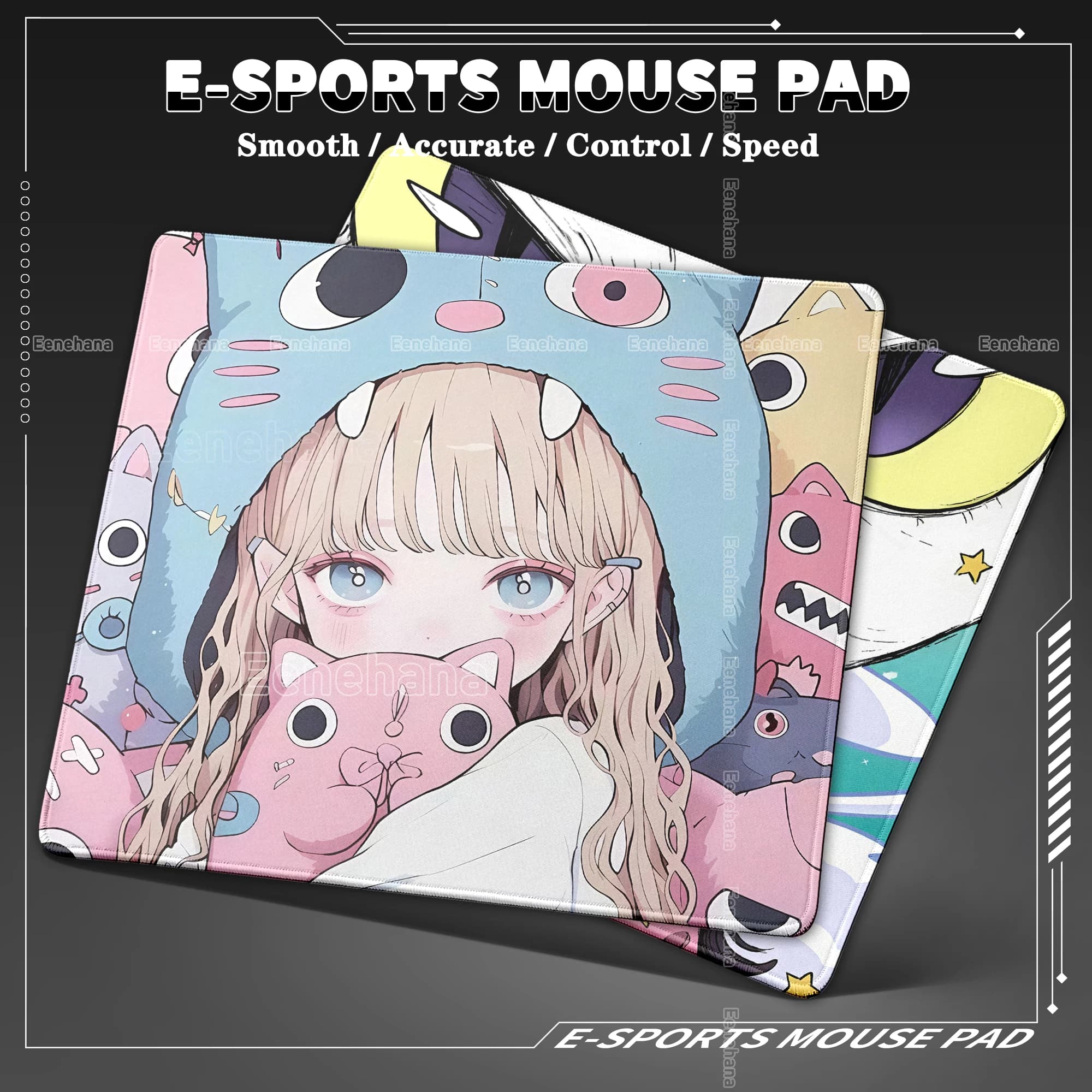 450x400MM Waterproof Pads Control Extended Mousemat Kawaii Anime Girl Office Laptop Mousepad Cat Desk Mat Gaming PC Accessories