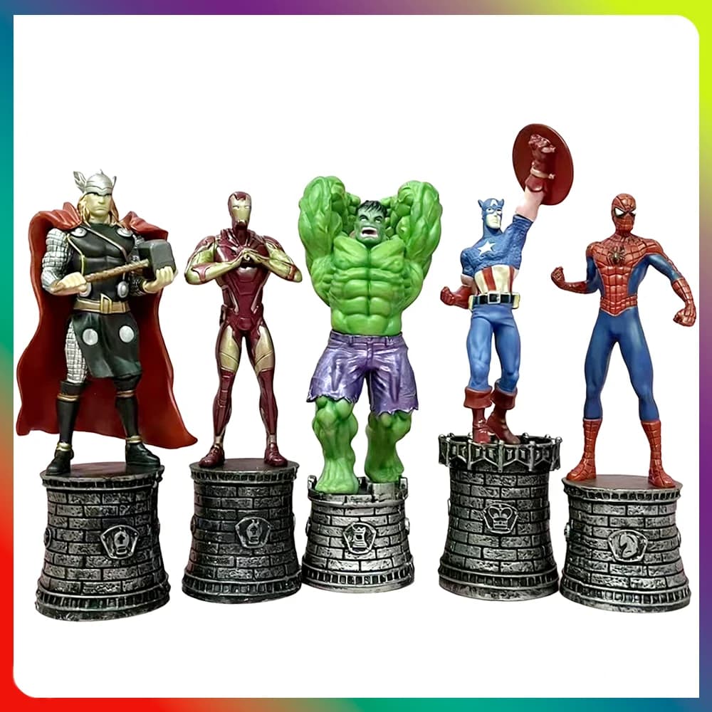 5pcs/set 15cm Avengers Iron Man Spider Man Captain America Chess Ornament Creative Model Desktop Decoration Birthday Gift