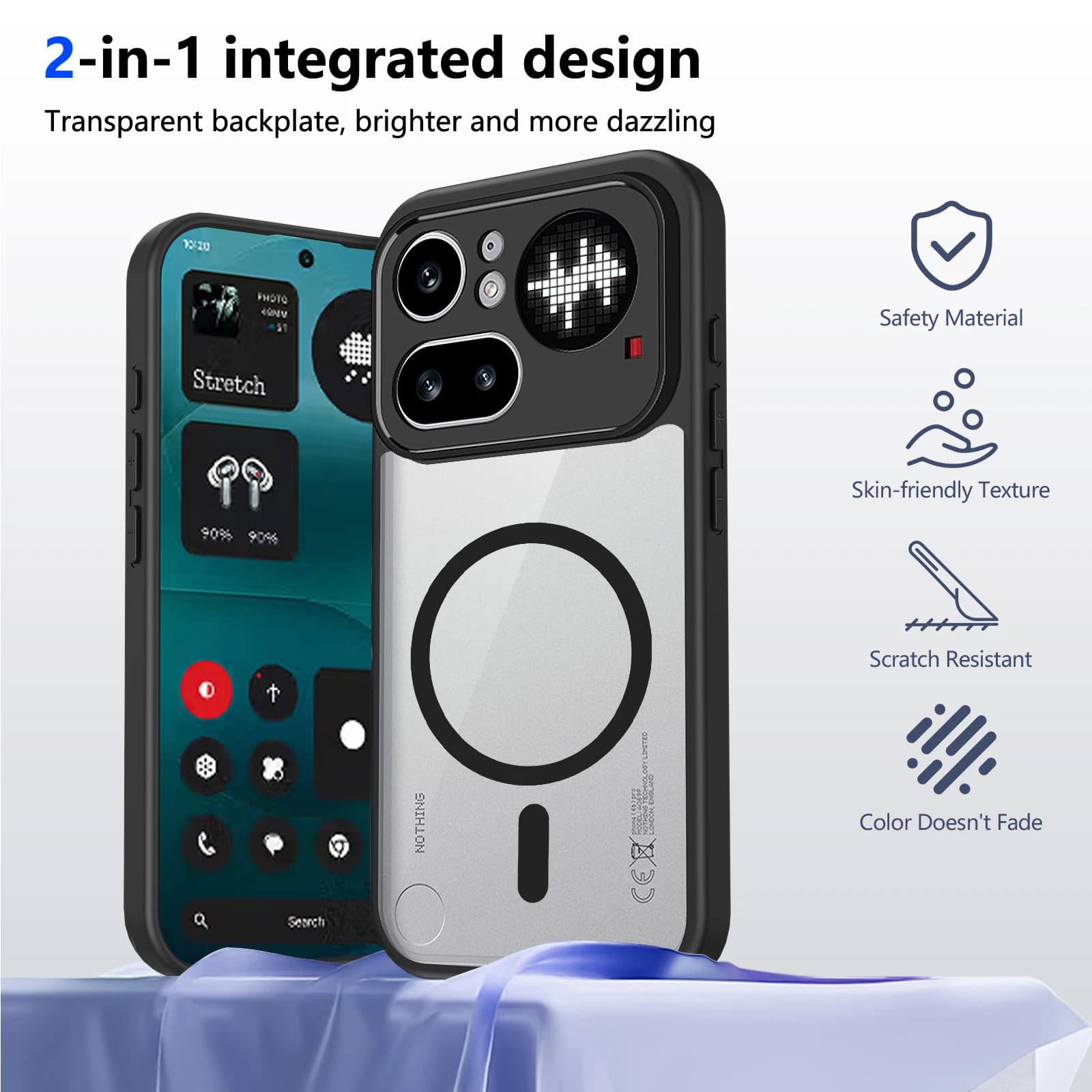 For Nothing Phone 4A Pro Magsafe Magnetic Wireless Charging Case Cover Nothing 3A Airbag Anti-Fall Acrylic Case Nothing Phone 4A
