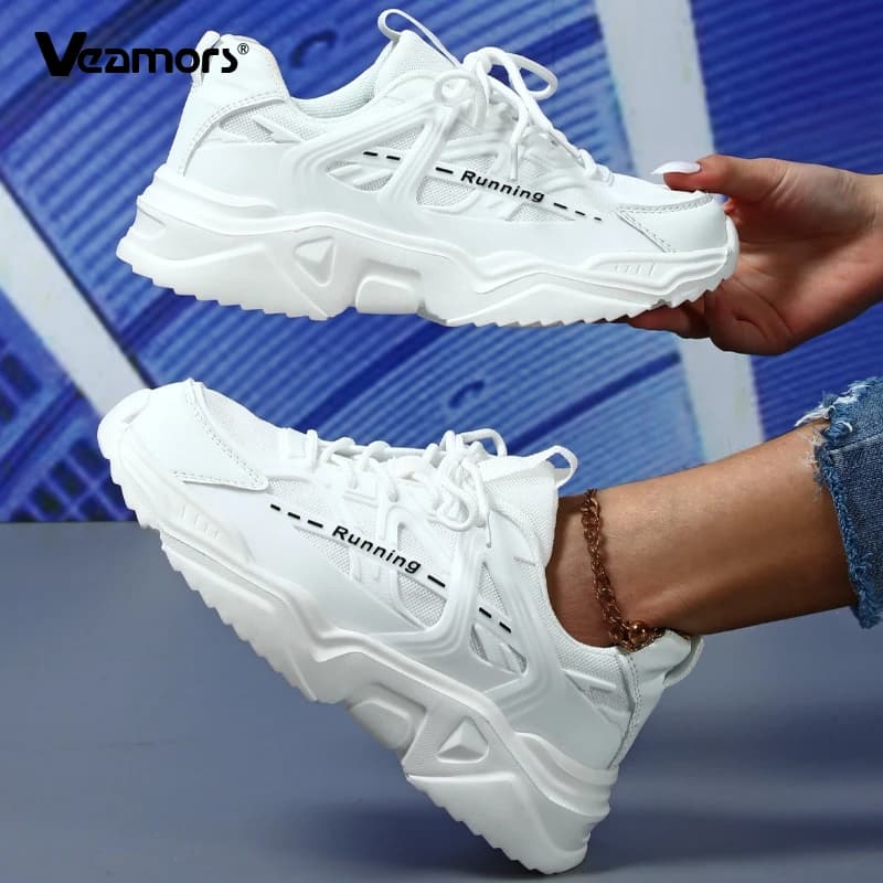 VEAMORS Women's Shoes with Fashion Plateau, Mesh Casual Shoes, Chunky Retro Trendy sneakers, Dad Shoes with Korean Style thick sole