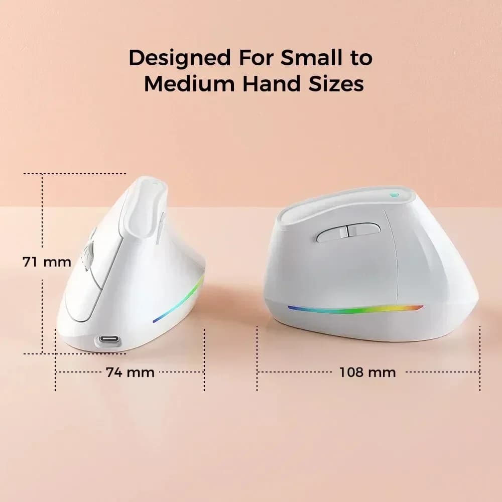 Kysona EM9 Mouse Bluetooth wireless verticale Ergonomia silenziosa RGB 4000 DPI Pulsante ricaricabile Mouse da gioco per PC portatile