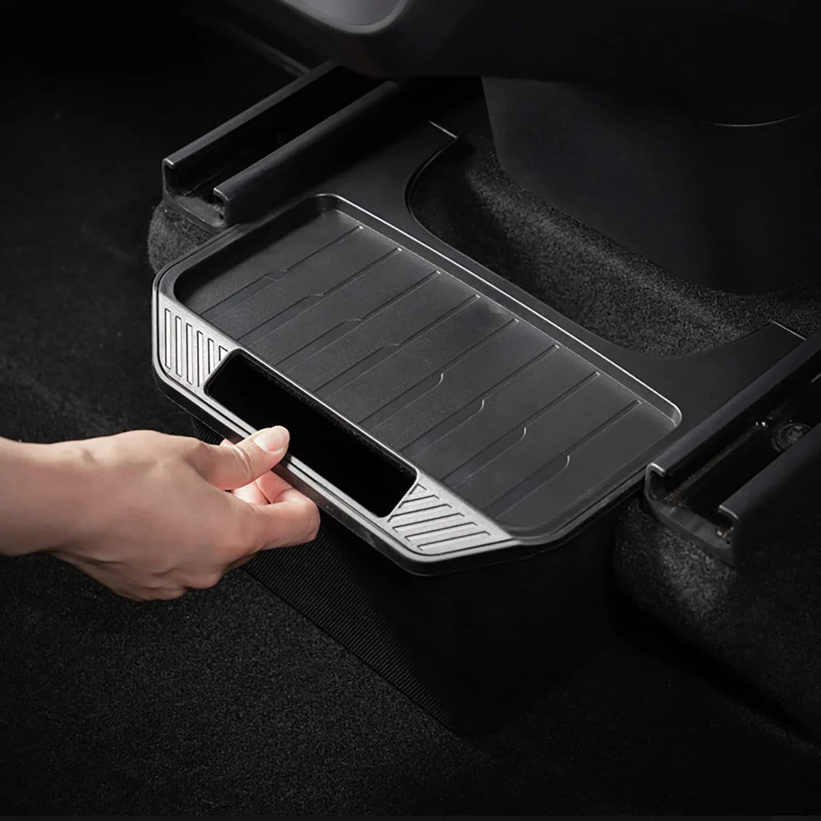 Scatola portaoggetti sotto il sedile per Tesla Model Y 2021-2023 Organizer posteriore cestino da viaggio impermeabile cestino spazio di archiviazione aggiuntivo