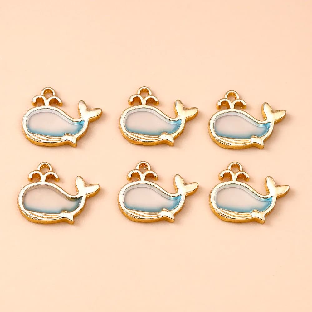 Leslie 10pcs Exquisite Crystal Ocean Whale Charms for Earrings Bracelet Necklace Keychain Pendants DIY Jewelry Accessories