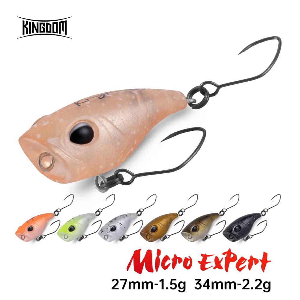 Kingdom Micro Expert Topwater Popper 1.5g 2.2g 27mm 34mm Galleggiante Richiamo di pesca artificiale Esca dura Wobblers Stream Trota Spigola