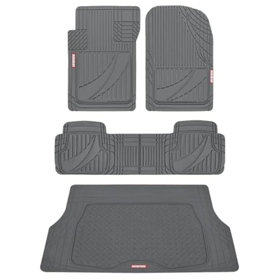 Tappetini Auto in Gomma Grigia FlexTough Resistenti per Tutte le Stagioni, Rivestimento Bagagliaio per SUV Set Completo - Universali e Ritagliabili per Auto
