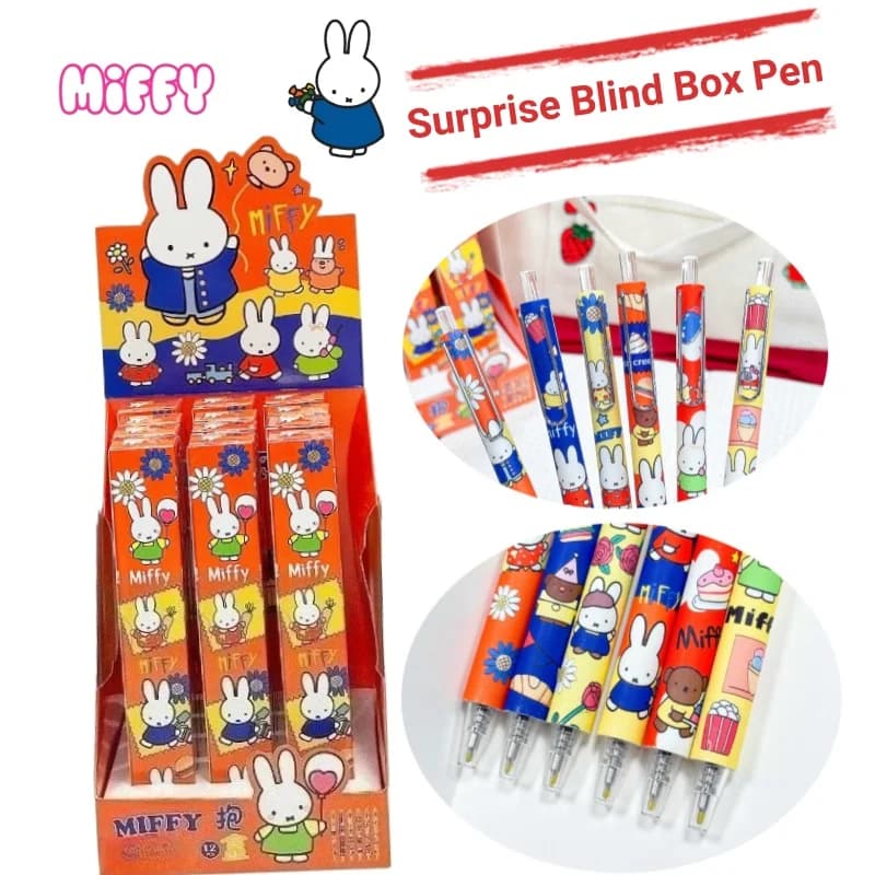 Nuova penna gel a pressione con design Miffy Rabbit, simpatica penna a sorpresa con aspetto accattivante, penna nera per studenti, punta 0,5 mm, regalo di compleanno
