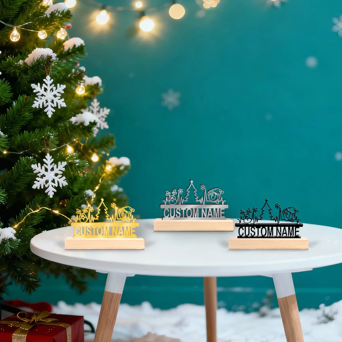 1pc Fashionable Personalized Custom Metal Statue Customizable Content With Wooden Base Perfect for Home or Office Decoration