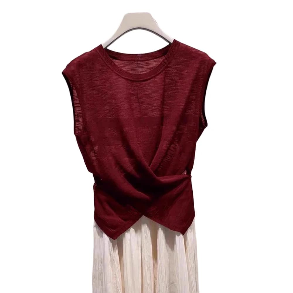 Spring and Summer 2026 New Temperament Elegant Retro Simple Fashion Versatile Sleeveless Top Niche Foreign Versatile Vest