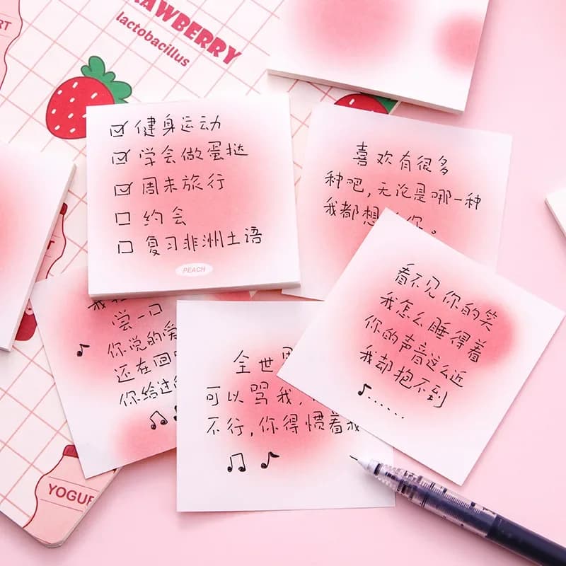 50 fogli/pc colore sfumato blocco Note appiccicoso per le donne ragazze personale Memo Pad Notebook Decor Memo Pad blocchi di scrittura