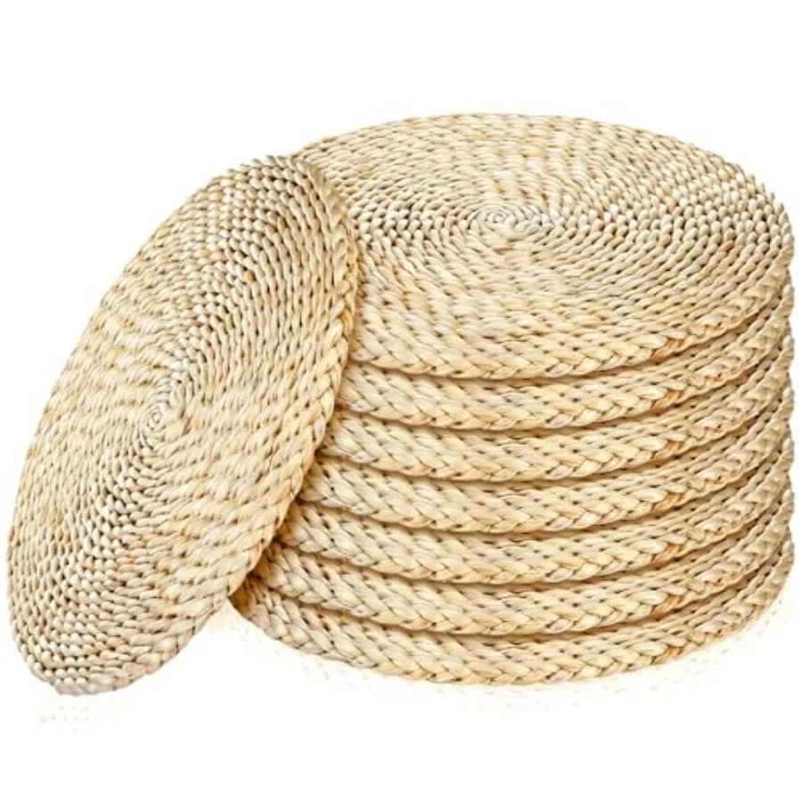 8 Pcs 16 Inch Straw Floor Cushions Classroom Large Pillow Seating Meditation Floor Pillow Boho Natural Woven Seat Cushion Japan