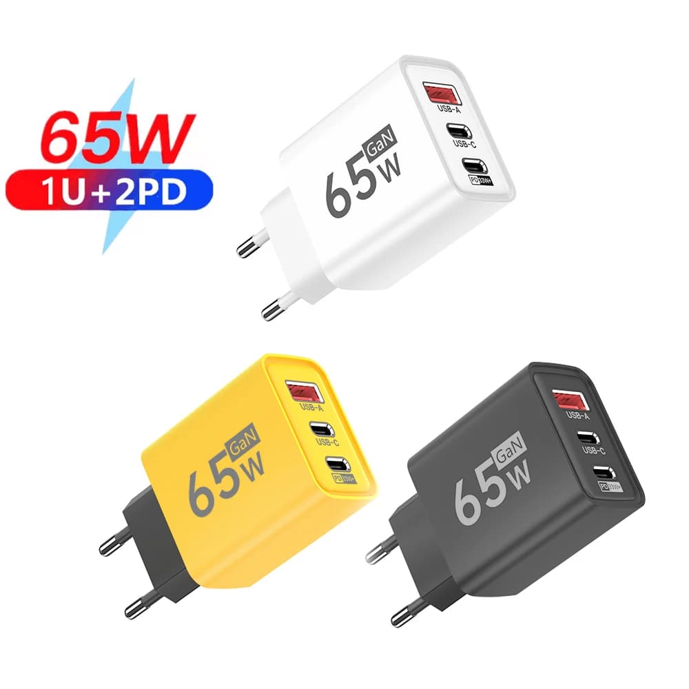 65W GaN USB Type C Charger Fast Charging Phone Charger Power Adapter For iPhone Samsung Xiaomi Huawei EU/US Plug Travel Charger