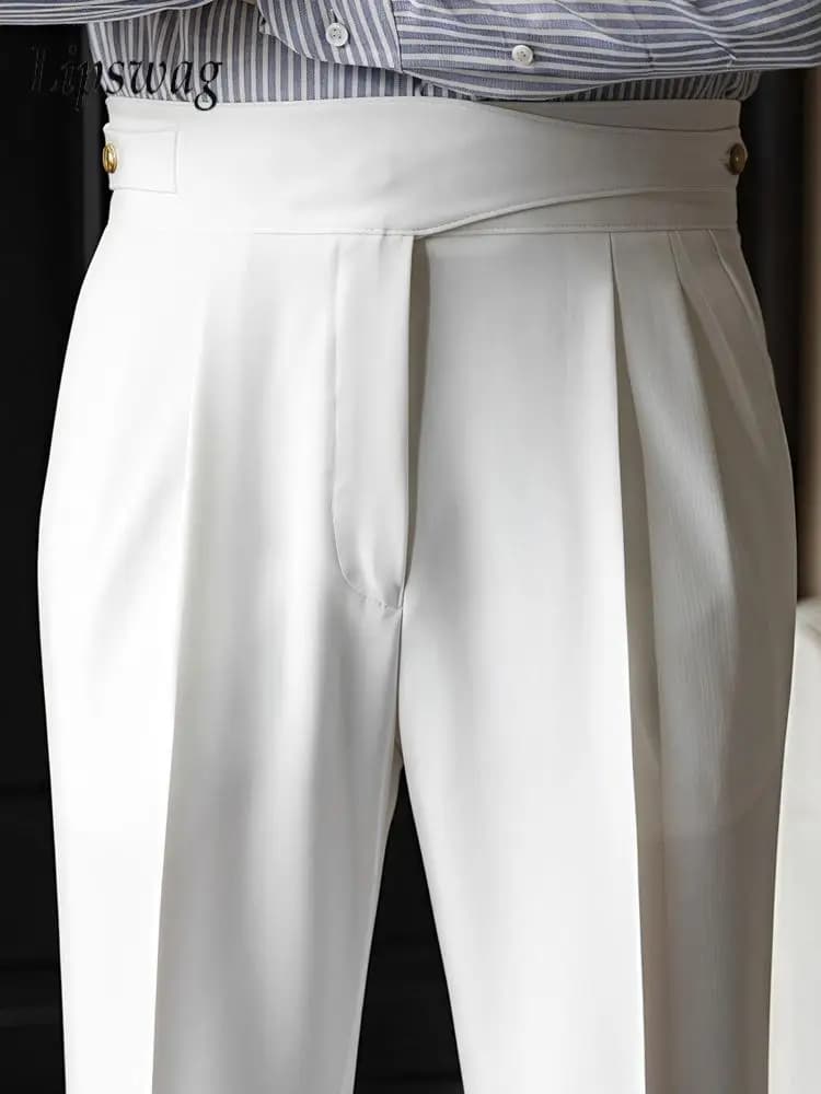 Pantaloni Napoli Uomo 2025 Primavera Autunno Nuova moda Cintura a vita alta Pantaloni slim da uomo Business Casual Pantaloni dritti in tinta unita