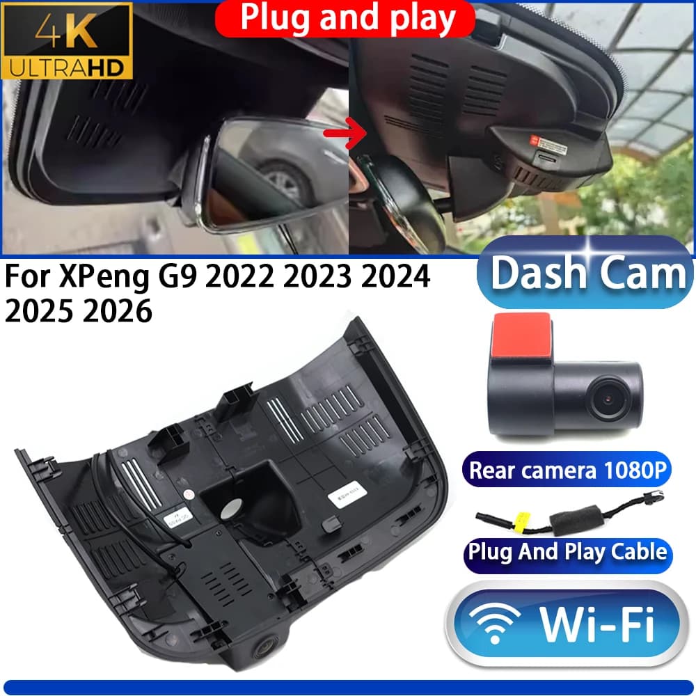 HighCity For XPeng G9 2022 2023 2024 2025 2026 Dash Cam DVR 4K UHD 2160P Night Vision WiFi Plug and Play Video Recorder