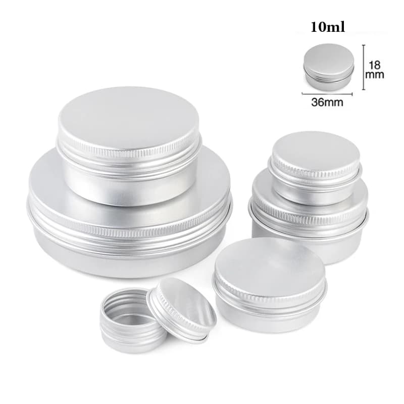 Barattoli di alluminio argento vuoti da 5-50 pezzi 5ml-100ml Barattoli di spezie per candele rotonde con tappo a vite Contenitori con coperchio a vite