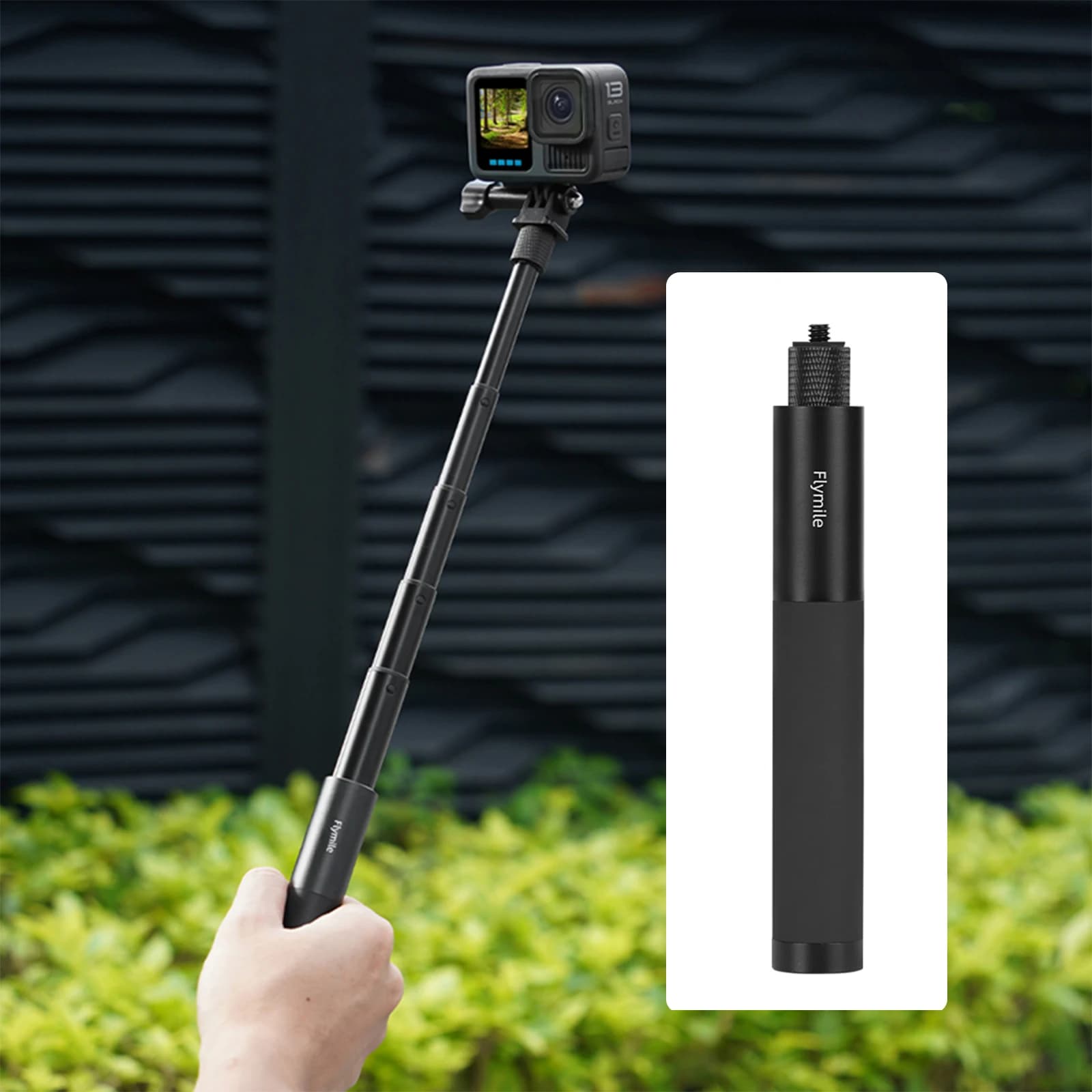 Selfie Stick Aluminum Alloy Extension Pole Adjustable for Go Ultra/X5/Pocket 3 Action Cameras