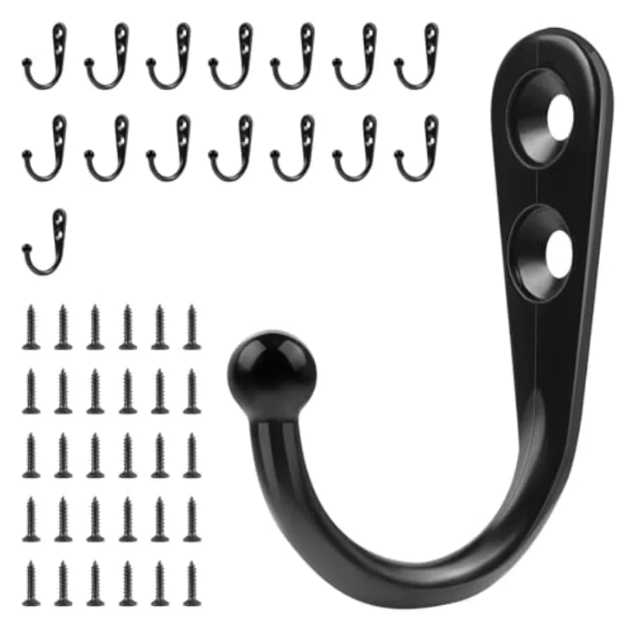 Black Wall Mounted Coat Hooks, Wall Hooks for Hanging, For Coat, Hat, Robe, Bag, For Scarf, Towel, Key, For Cap, Cup, Mugs