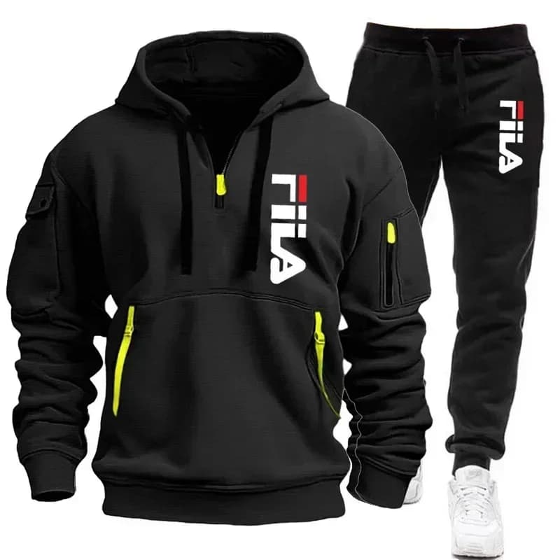 2026 Autumn and Winter New Men's Multi Pocket Zipper Hooded Sports Shirt+pants Two-piece Set Men's Casual Pullover Sports Set