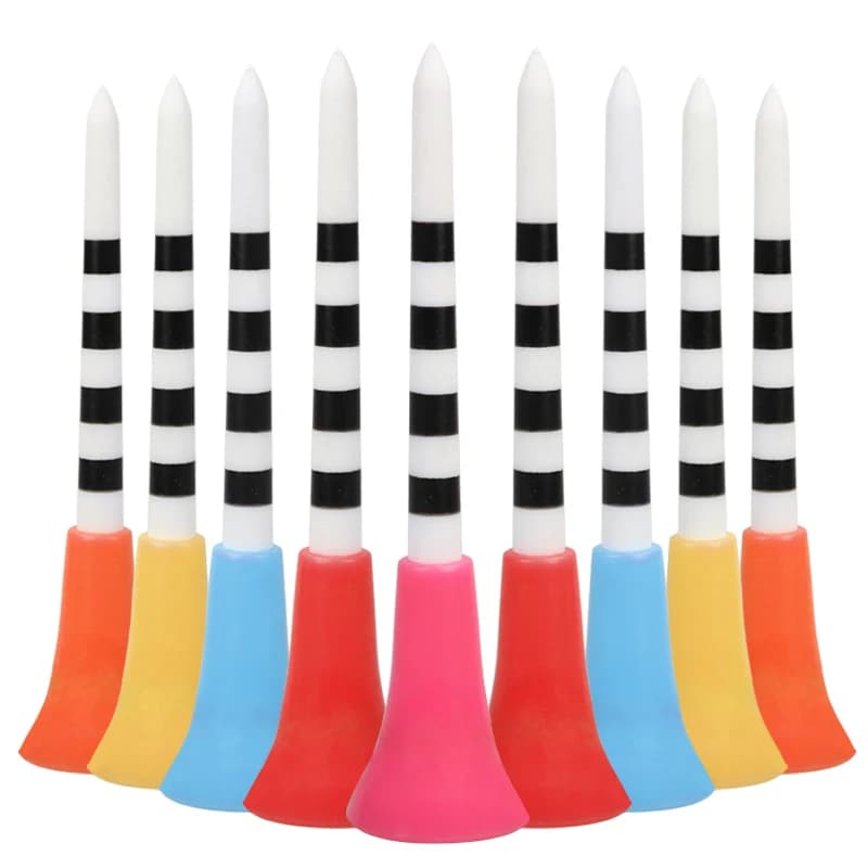 50 pezzi 83mm Tee da golf in plastica Porta pallina da golf a doppio strato con linee nere Forniture per campo da golf Accessori da golf