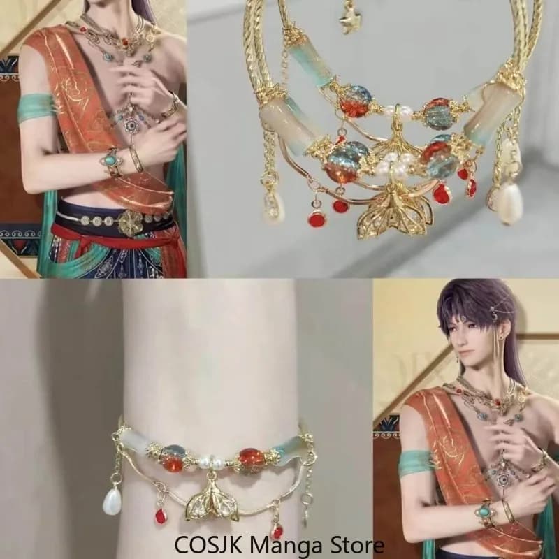 Anime Love and Deepspace Rafayel Sylus Xavier Lin Character Inspired Gold Fish Tail Beaded Bracelet Stylish Jewelry Props Gifts
