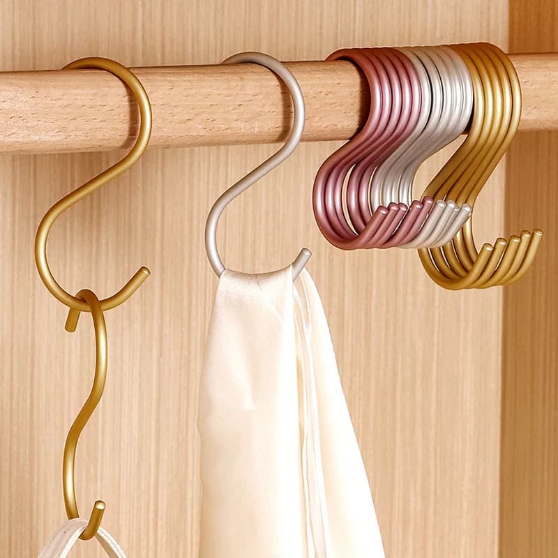 Hooks in shape of S 5 pieces aluminum alloy clothes hangers towels hangers clothes hangers kitchen bedroom railing S hooks clothes hangers