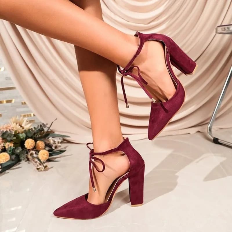 Pointed-toe High-heeled Shoes - Spring/Summer New Style Thick Heel Strap-bound Fashion Sandals