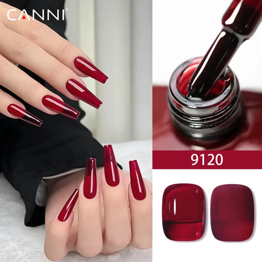 CANNI Smalto per unghie gel rosso sangue trasparente gelatina rosso splendido colore HEMA FREE Soak Off UV LED semipermanente smalto TopGel da indossare lungo