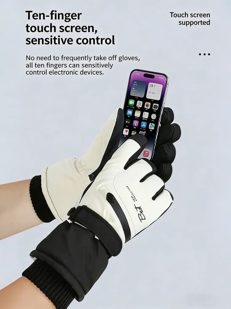 Women's Waterproof Thermal Winter Gloves, Thermal Equipment with Pile Lining Thickness, Windproof, Touchscreen, for Skiing and Cycling