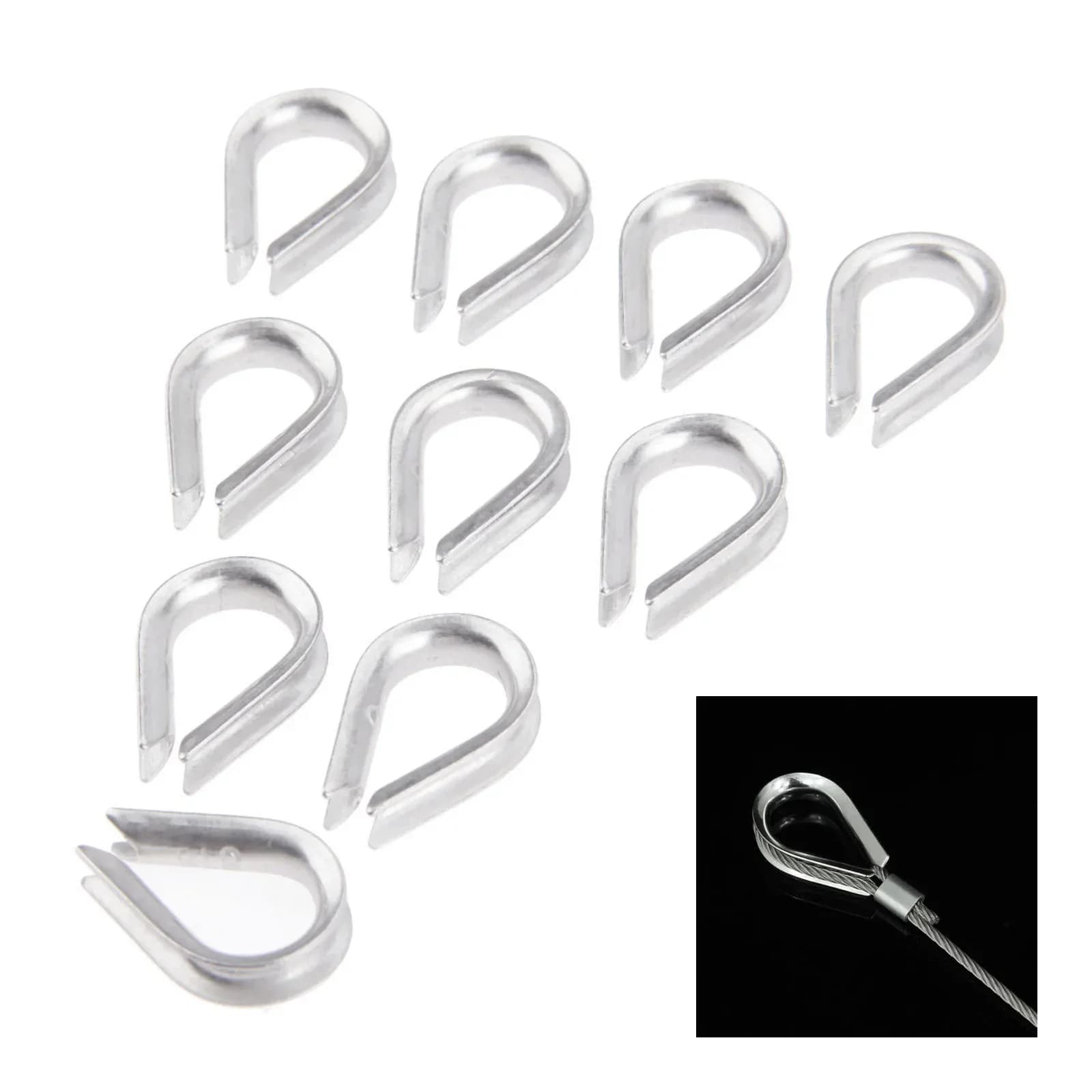 10 Pz Barca 3mm M3 1/8 pollici Cavo a fune metallica Ditale Maniche in acciaio inossidabile 316 Ditali per fune Wirerope Morsetti a crimpare Marine