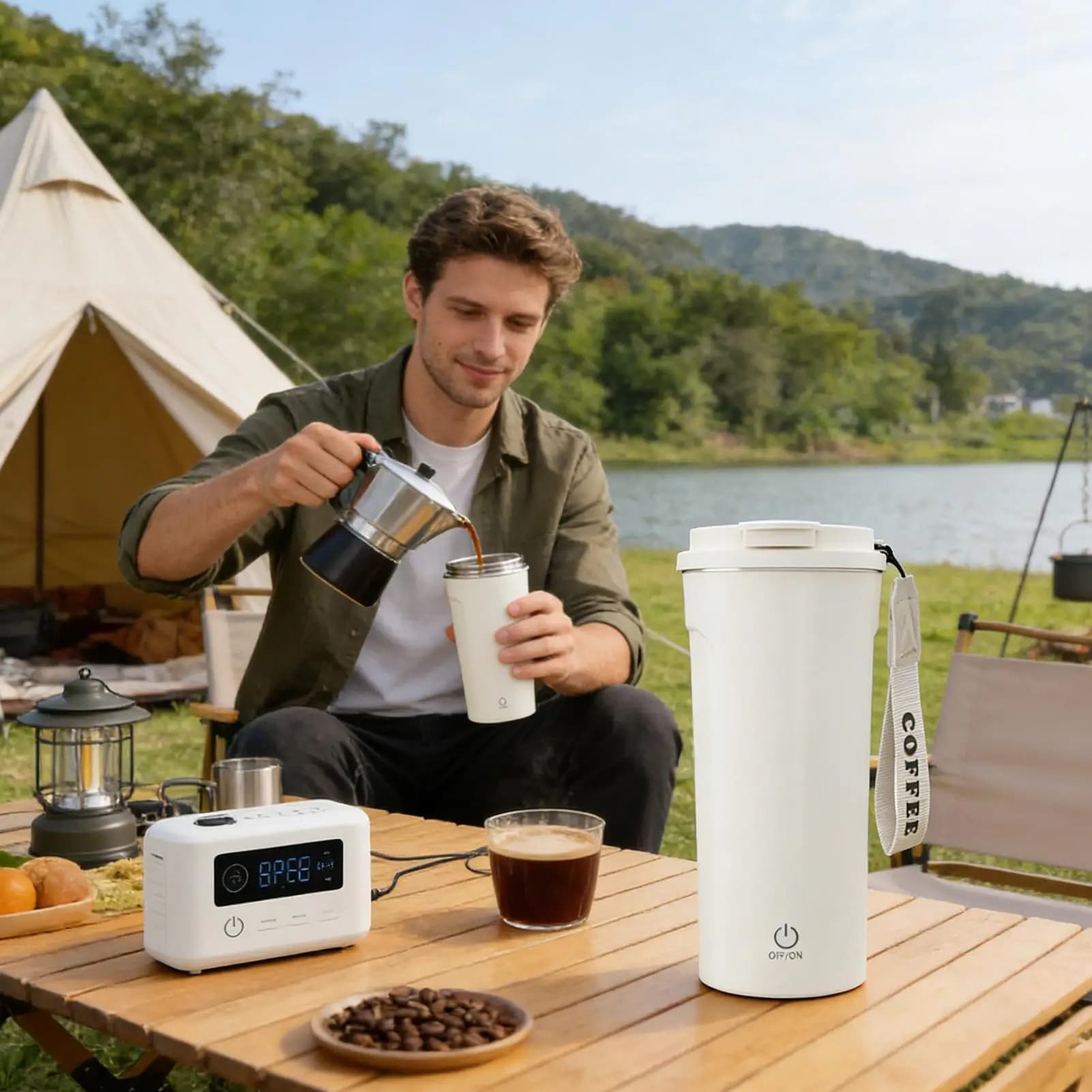 Shaking cup Electric temperature display Automatic magnetic stirring cup waterproof for oat flour powder milk protein