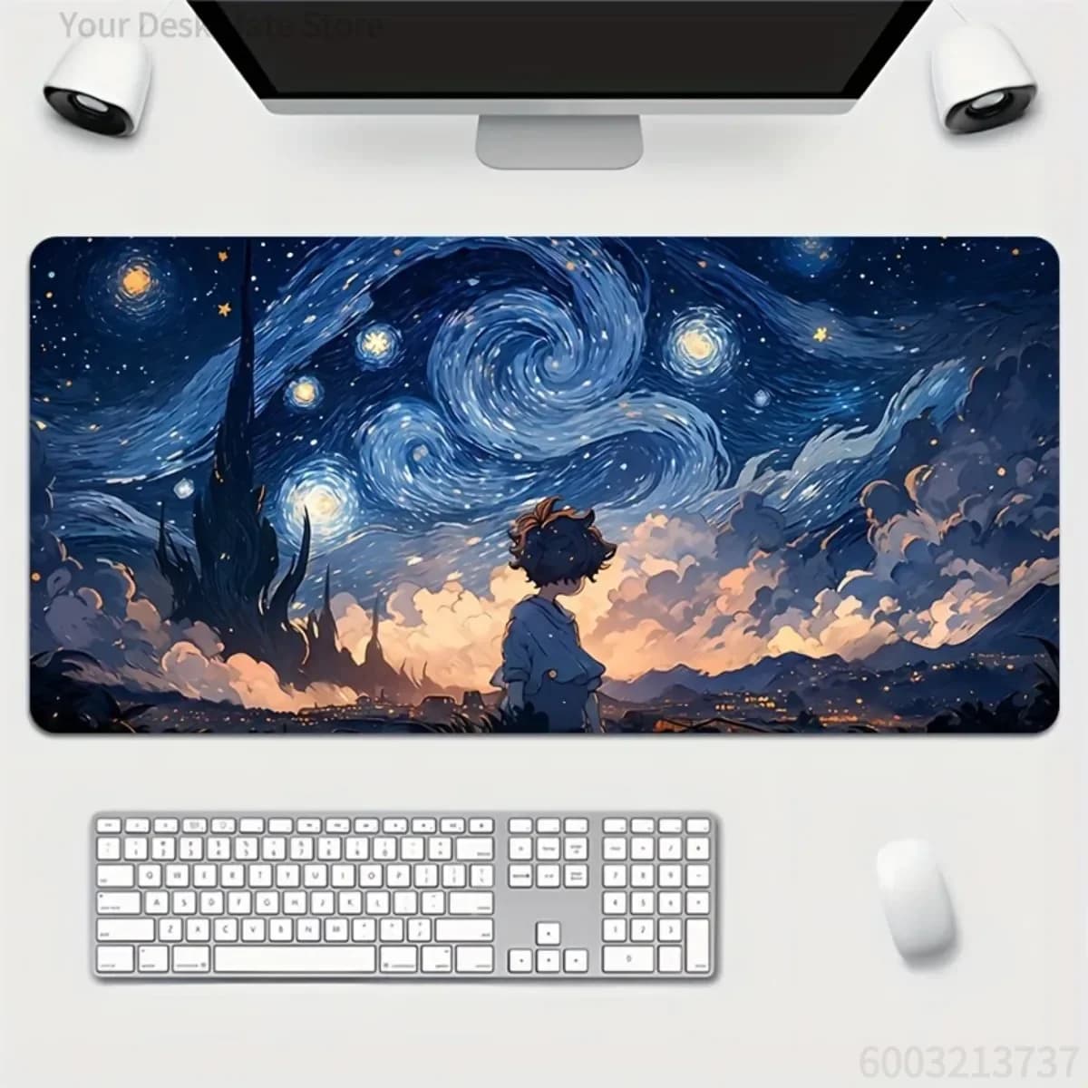 1pc Rubber Multi-Purpose Mouse Pad Starry Night Sky Anime Scenery HD Print Non-Slip Durable Mat for Office Home Gaming