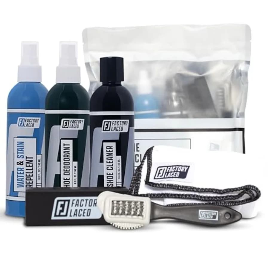 Sneaker Care Kit — Shoe Cleaner with Deodorizer and Water Repellent Spray, 2 Brushes and Microfiber Towel — Works on Jordan, Ni