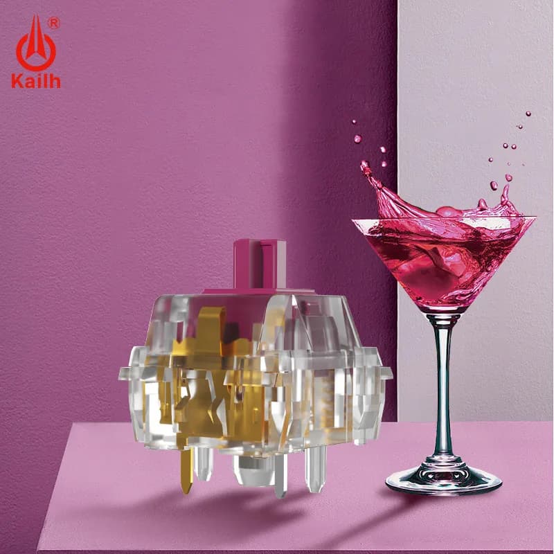 Interruttore per tastiera Kailh ottimizzato Crystal Wine Red con interruttori per tastiera meccanica lineare ad asse esteso