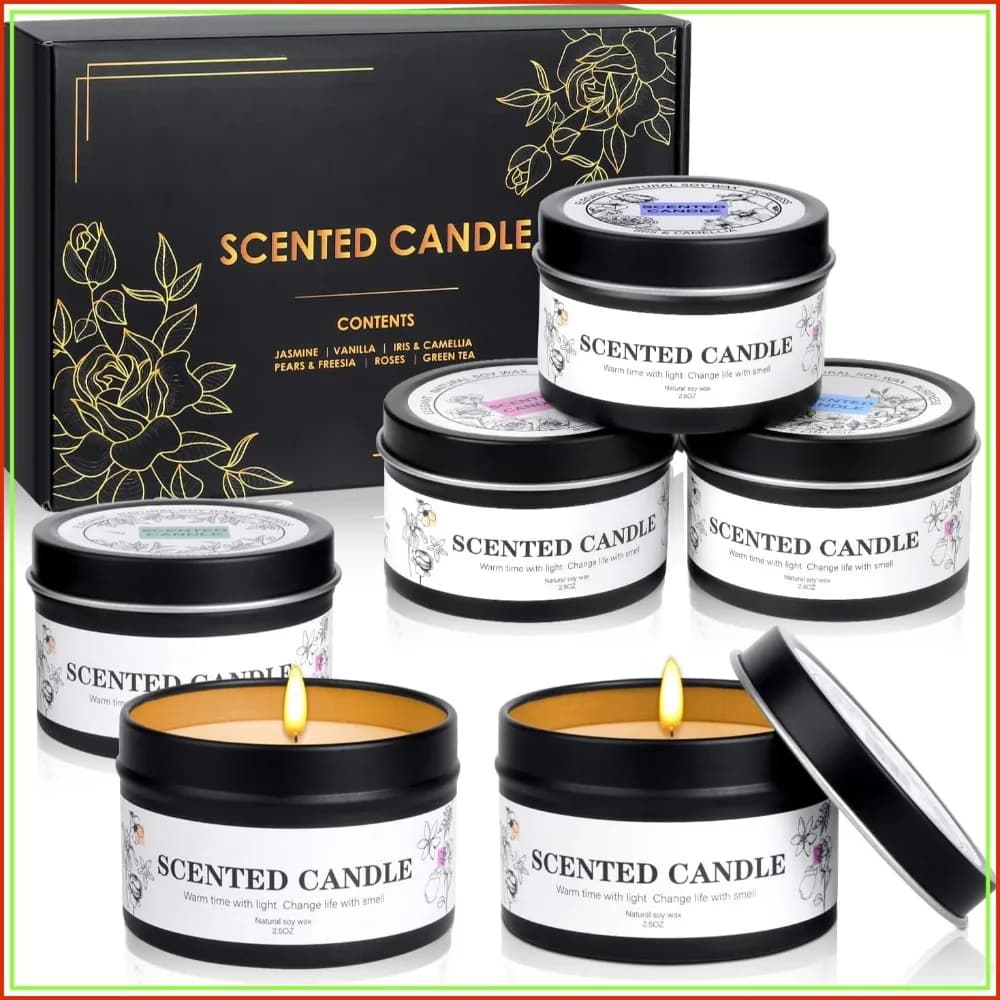 6-Pack Natural Soy Aromatherapy Candles, Scented Gift Set for Relaxation, Home Decor, 15-20hr Burn Time