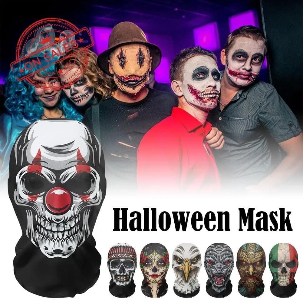 Parodia del volto di fantasmi, copricapo con protezione solare, divertente passamontagna integrale, passamontagna da lupo, cappello di Halloween