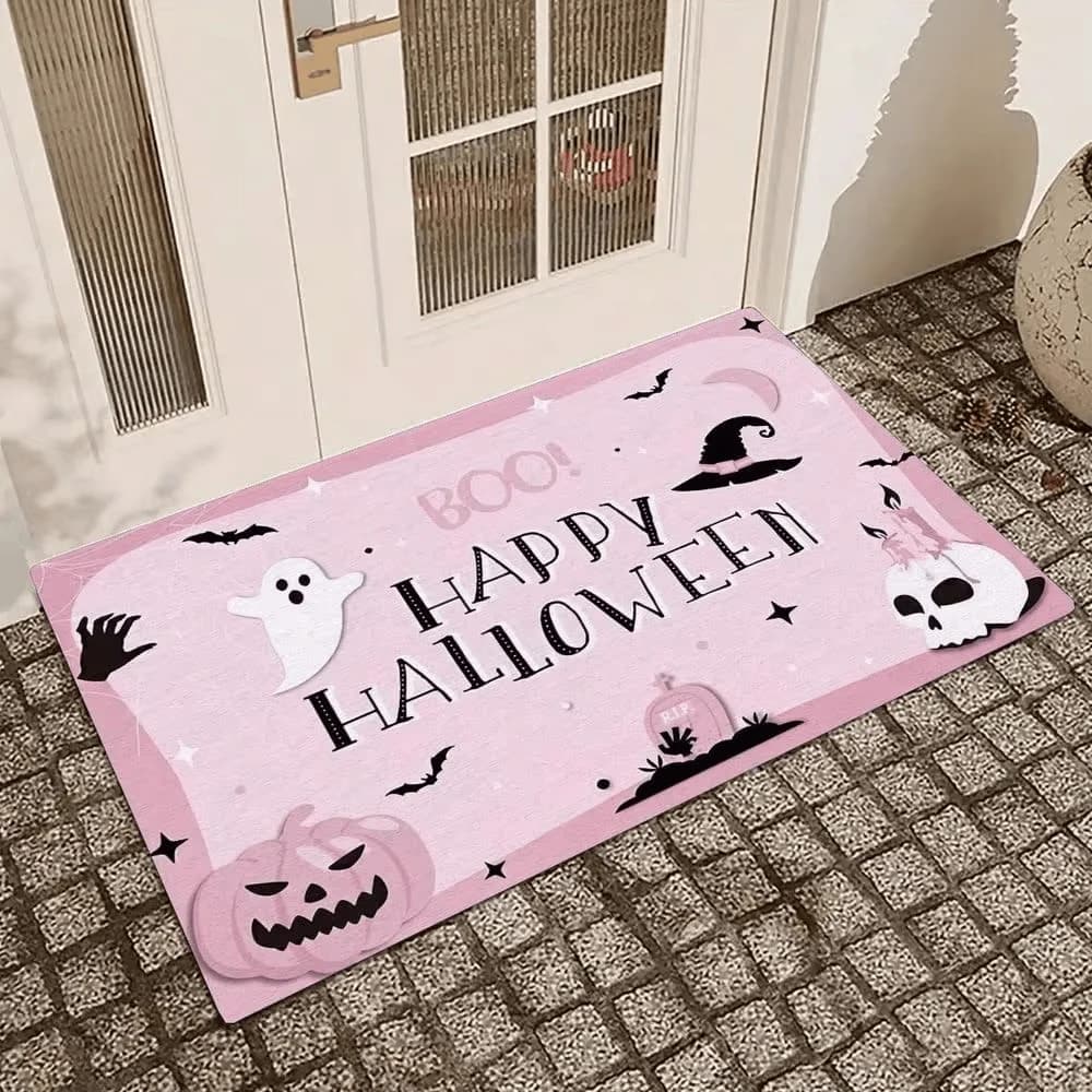 Halloween Flannel Rug Floor Mat Suitable for the front door Living room Gift for children's playroom and bedroom
