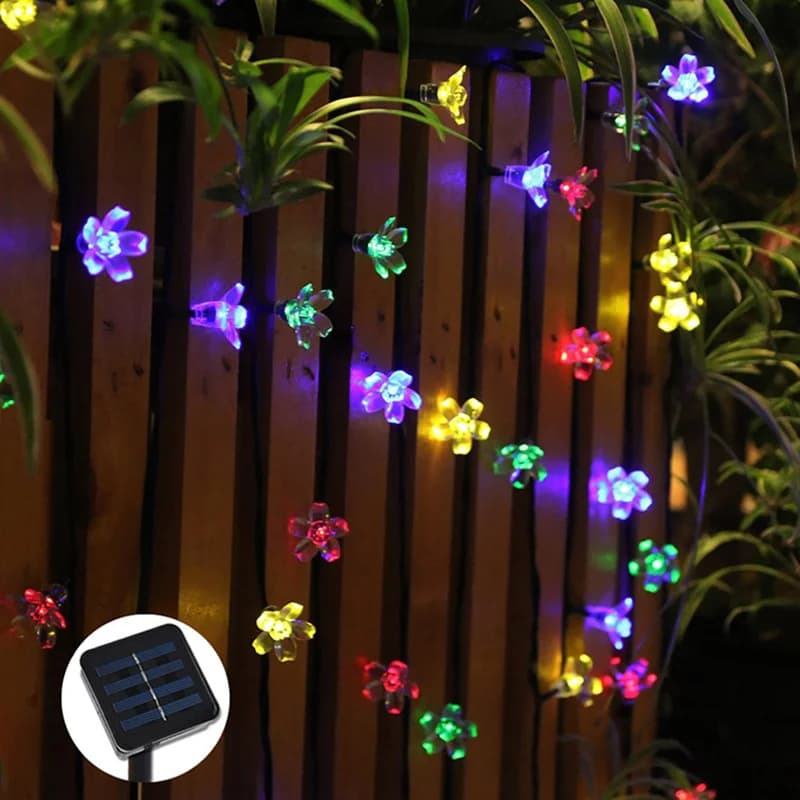 Luci solari a forma di fiore, luci a LED decorative da 5/7/12 m, luci decorative per esterni, per la casa, il giardino, decorazioni natalizie