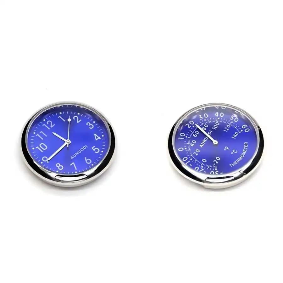 2-piece Luminova Quartz Car Watch + Thermometer Ornaments Decorate on Perfume for Air Conditioning A/C