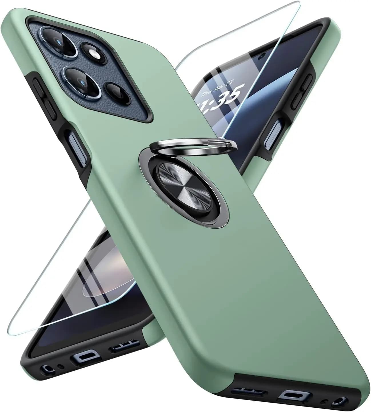 Custodia per telefono antiurto di livello militare con protezione a 360° ° Supporto ad anello rotante e protezione per lo schermo per modelli Motorola da 6,7 pollici